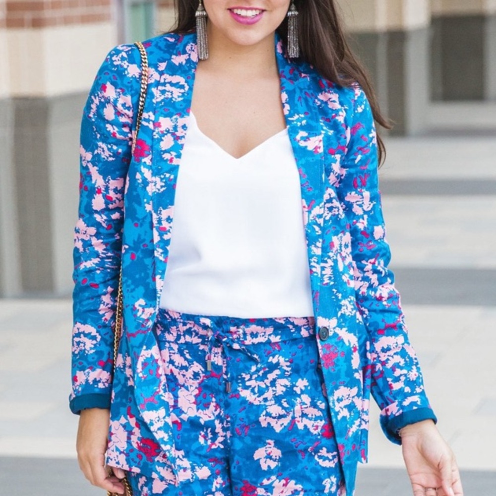 Armani Exchange Blue, Pink and Red abstract Floral Blazer